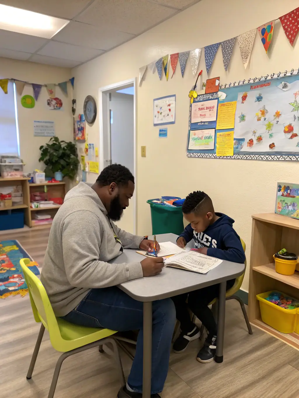 A picture of volunteers assisting students with their reading assignments, providing personalized support and encouragement.