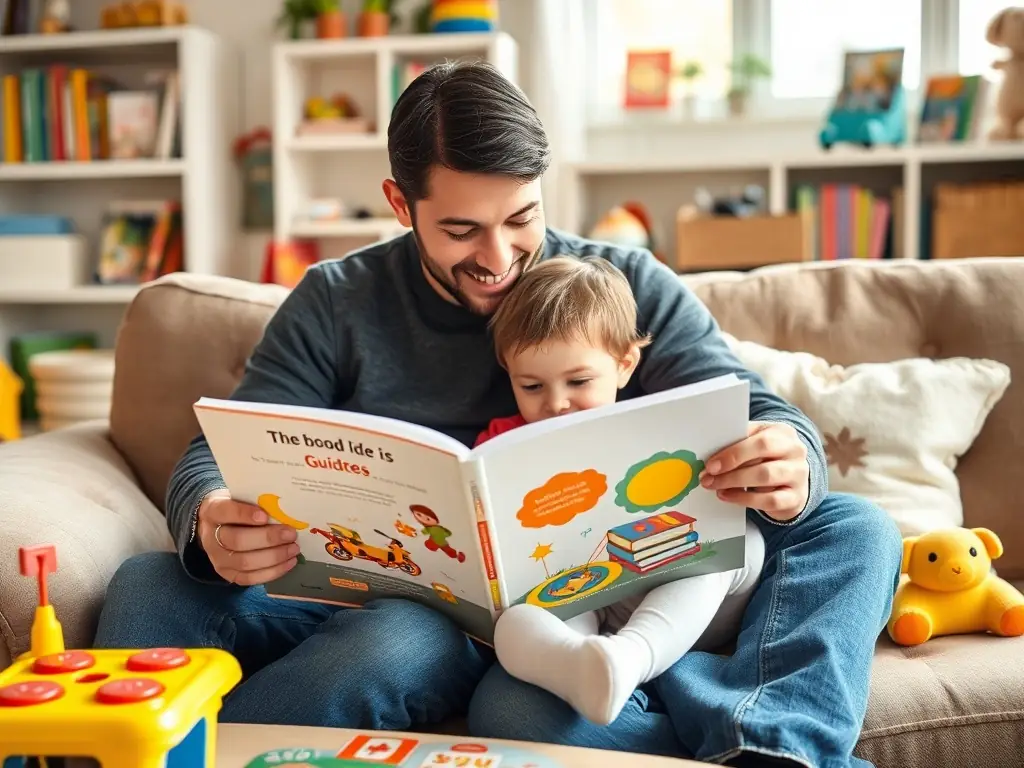 A heartwarming image of a parent reading with their child, emphasizing the importance of family involvement in fostering a love for reading and supporting children's literacy development.
